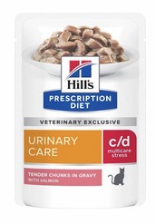 HILLS PDIET FELINE CD URINARY STRESS SALMON POUCH 12X85G